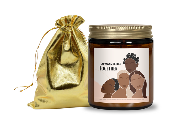 Better-Together-African-AmericanWoman-soy-wax-candle-with-gold-bag