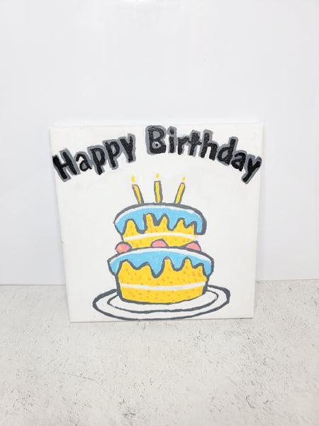 8x8 Inch Happy Birthday Cake Paint-by-Number Kit