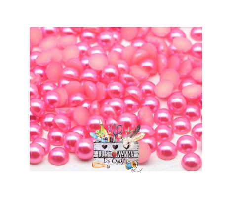 Niziky 1500pcs Flat Back Half Round Pearls, 4mm Pink AB Half Flatback Pearls Gems Beads for Crafts, Flat Back Half Pearls for Craft Projects